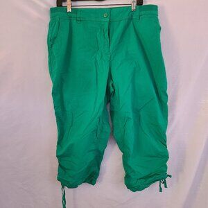 Chico's Collection Pants Women's Size 2.5 Green Comfort Ruched Legs Capri